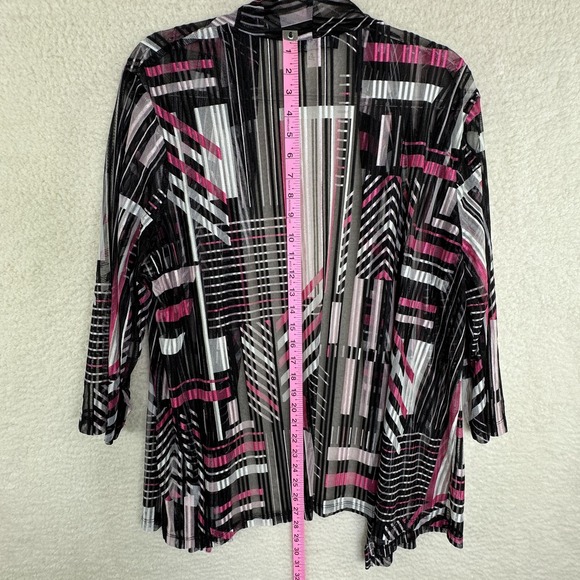 Kasper Cardigan Womens 2X Geometric Mesh Open Front Sheer Jacket Lightweight Lay - Picture 8 of 11